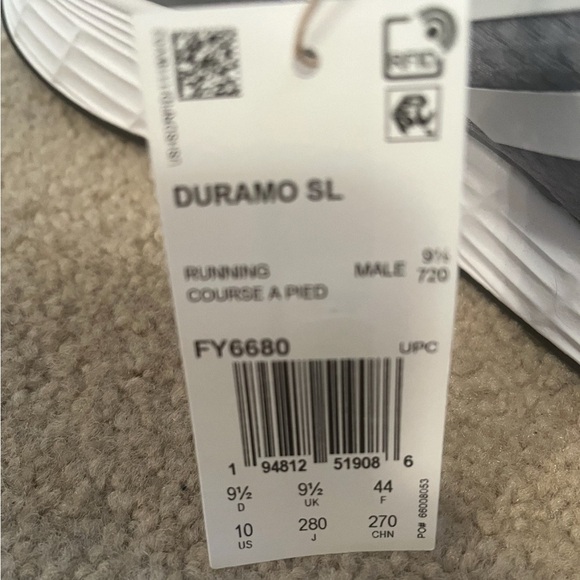 Adidas Duramo SL Men’s Running Shoes Gray White Size 10 (FY6680) Lightweight - Picture 6 of 7